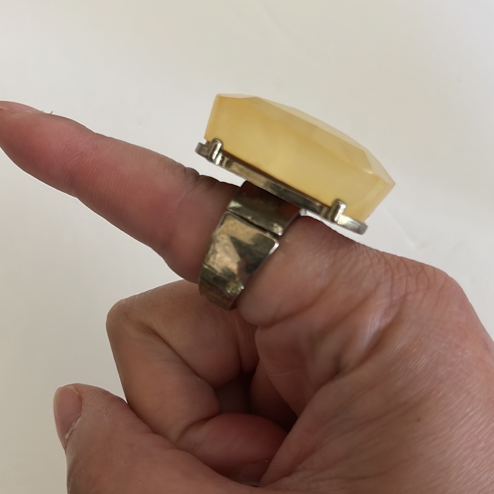 Yellow/Orange Moodstone Statement Ring With Elast… - image 2